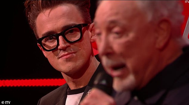 McFly duo Tom Fletcher, 39, and Danny Jones, 38, also appeared to appreciate the song as Tom appeared to have tears in his eyes (pictured).