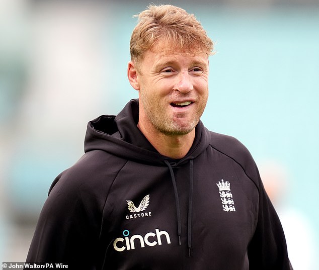 England coach Freddie Flintoff at The Oval yesterday on the first day of the third Rothesay men's test.