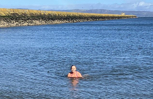 A picture shared on social media shows Jenny Hastings swimming in Wardie Bay, Edinburgh, in March.