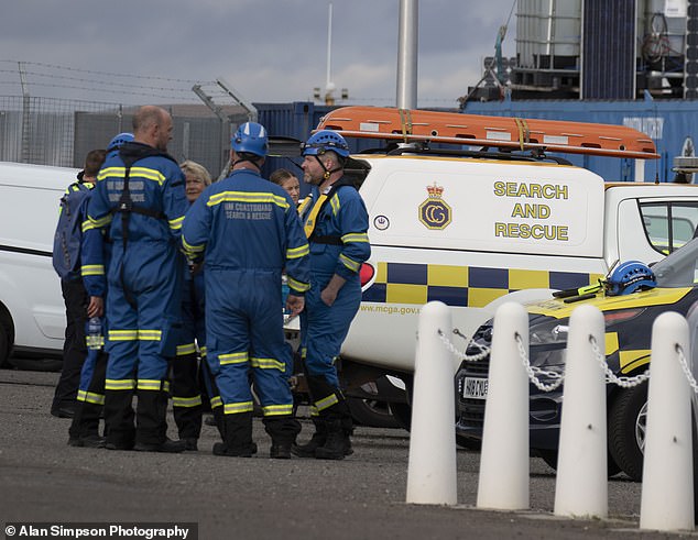 Emergency services were called to the scene at 2.45pm on Tuesday after a wild swimmer went missing after heading into the Firth of Forth (pictured: Coastguard rescue crews)