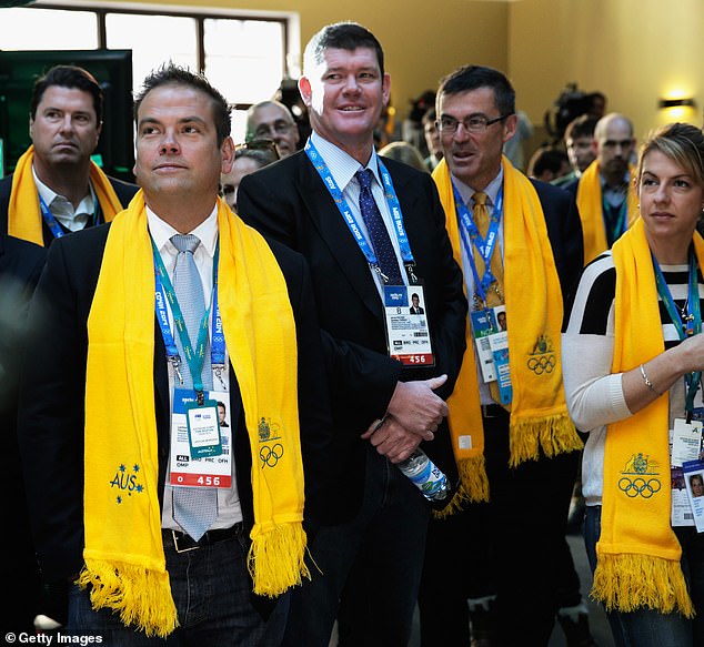 Mr Packer (pictured, centre, left) said the simple act of friendship from Lachlan Murdoch (pictured, front, left) is something he has never forgotten.