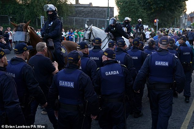 There was a heavy police presence around the Aviva Stadium and surrounding areas.