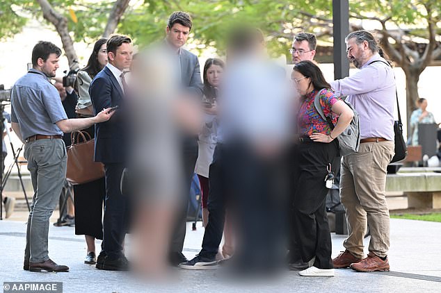 On Monday, Griffith pleaded guilty in Brisbane District Court to 307 child sex offences. The parents of one of his victims are pictured outside court.