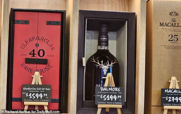 The exclusive Dalmore single malt whisky was prominently displayed behind the counter.