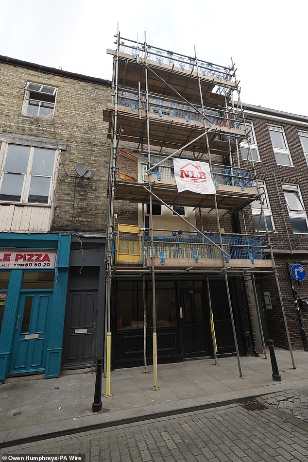 Scaffolding outside the disused building at Fore Bondgate in Bishop Auckland on July 31