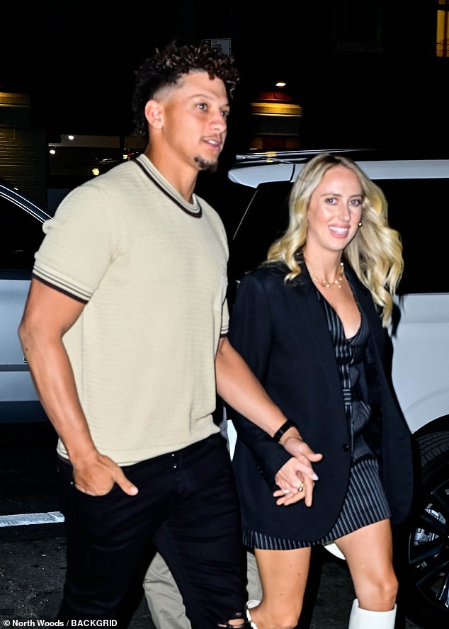 The loving couple joined Patrick and Brittany Mahomes for a double date in Manhattan.