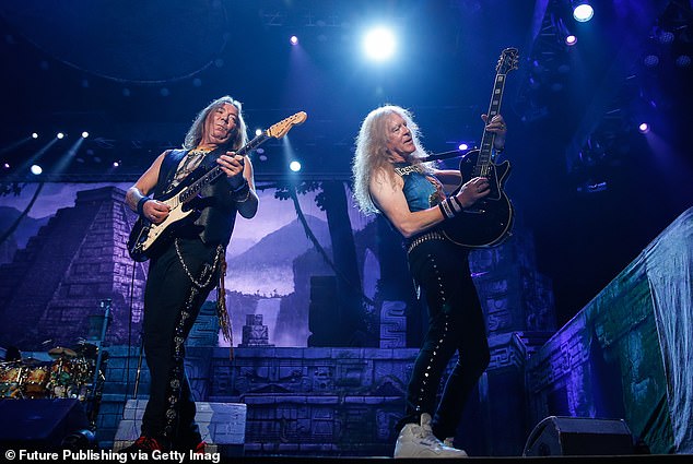 Iron Maiden continue their Australian tour in September. Pictured: Iron Maiden's Dave Murray and Janick Gers perform on stage during The Book of Souls World Tour in Shanghai, 2016