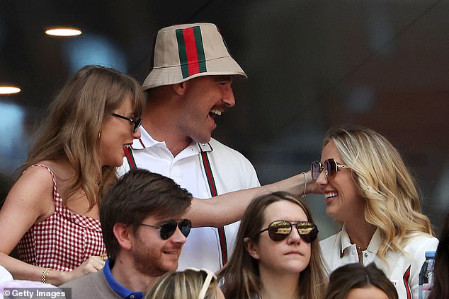 Brittany and Taylor looked in good spirits as they watched Jannik Sinner vs Taylor Fritz.