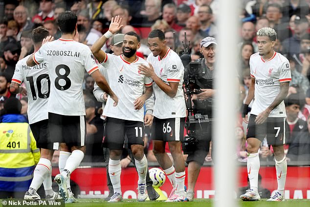 Salah scored the third of Liverpool's three goals in their 3-0 win over Manchester United