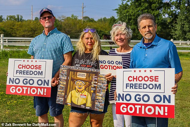 (L-R) Kelly Cushway, 63, Lori Block, Deborah Dygert, 71, and Jeffrey Thorne, 64, spoke to DailyMail.com about their concerns regarding Chinese company Gotion's purchase of land for a battery plant in their community.