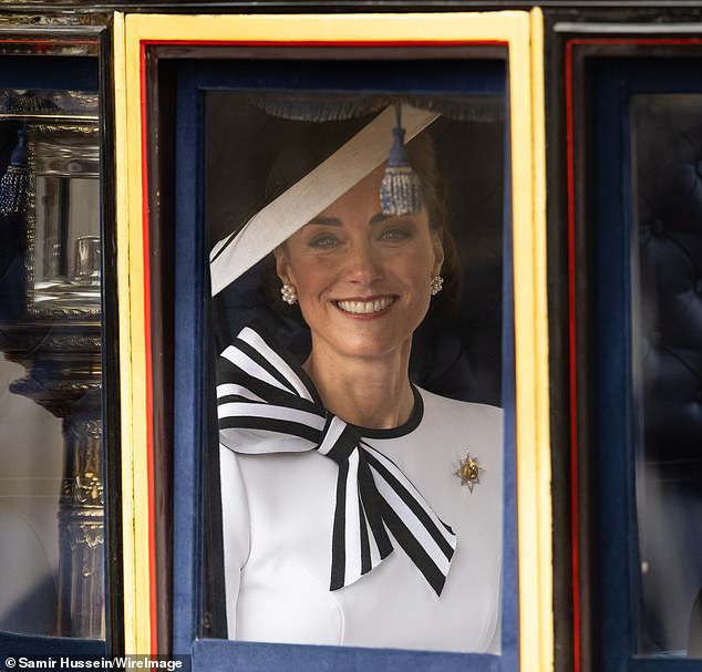 The Princess of Wales leaves Buckingham Palace during the Trooping the Colour parade in London