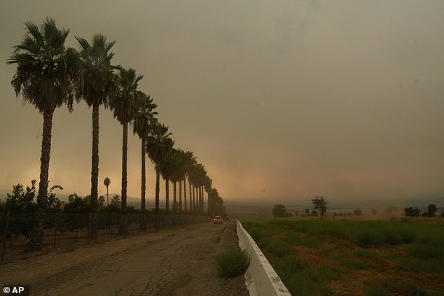 Smoke from the advancing Fire Line fills the air.