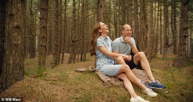 Kate and William in the new video, which was filmed in Norfolk last month