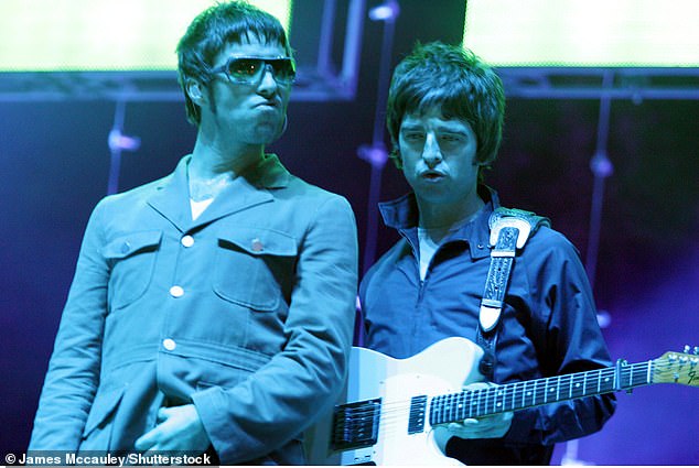 Liam and Noel Gallagher, pictured here at V Festival in Chelmsford, Essex, in August 2005, have not played together since Oasis split in 2009.