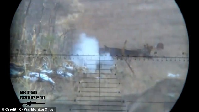 Two Russian soldiers armed with grenade launchers then appear on camera, ready to fire at the Ukrainian forces. However, the sniper fires two clean shots and eliminates the soldiers before they have a chance to use the lethal weapons.