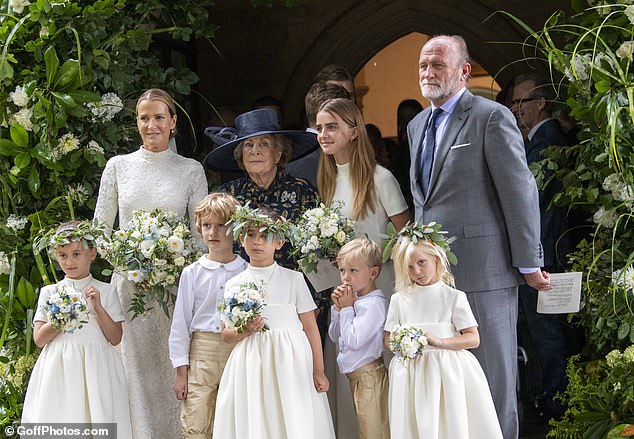 India Hicks and David were joined by India's mother Lady Hicks, her daughter Domino and her bridesmaids and page boys.