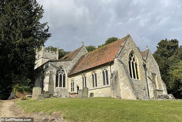 The wedding took place at Brightwell Baldwin Parish Church in Oxfordshire (pictured) and the reception at the Lord Nelson pub.