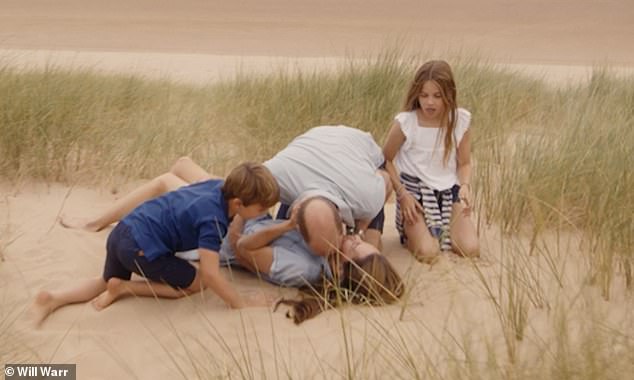 The Cambridge children are seen playing in intimate family scenes.