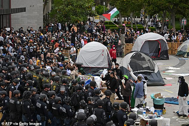 Students set up camps on campus and police were eventually called in to dismantle them.