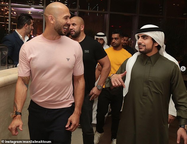 Sheik Mana was spotted with famous social media personality Andrew Tate (pictured, left)