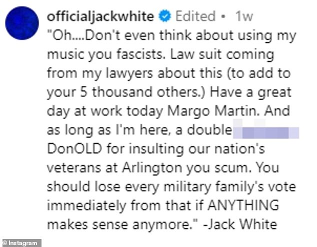 Shortly after Trump staffer Margo McAtee shared the since-deleted video with X on Aug. 29, Jack criticized the presidential candidate for using his song.