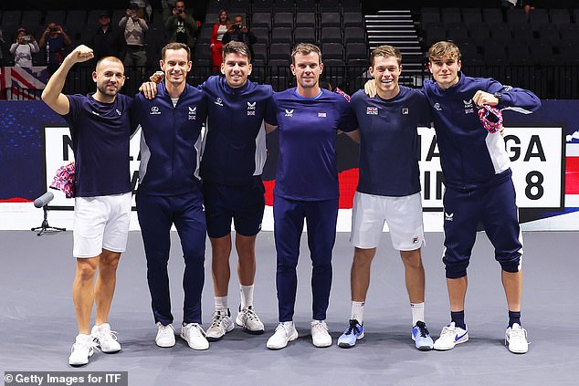 Draper (far right) has been part of several Davis Cup teams since joining the team last year.