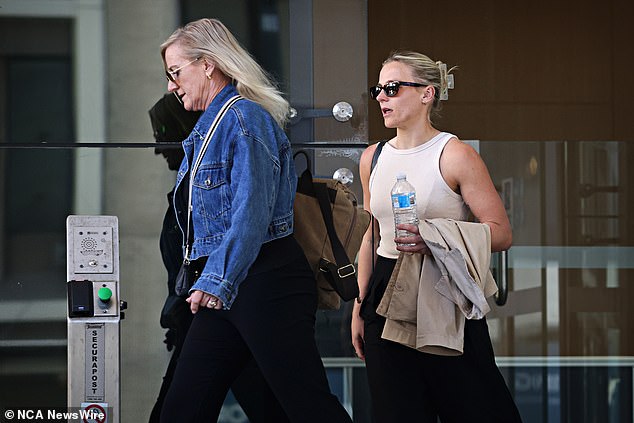 Zac Bray's mother, Jacqui Varasdi, and sister, Montana Bray, leave Newcastle Local Court after a second day of victim impact statements