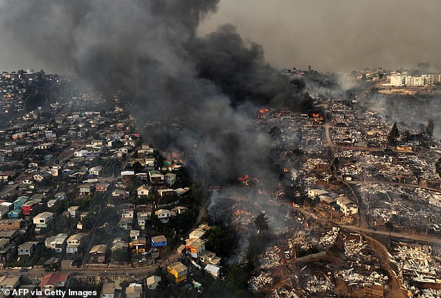 The fires, which swept through the hills around Viña del Mar and the neighbouring towns of Quilpué and Villa Alemana, destroyed thousands of homes and caused widespread devastation.