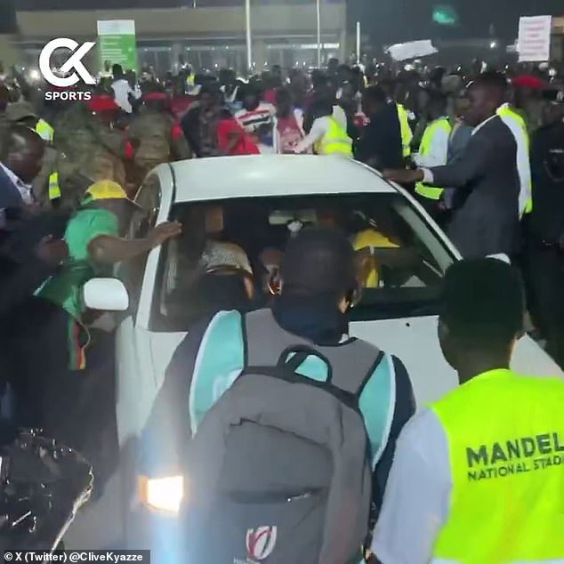 Hundreds of fans tried to get close to the Premier League star after the international match