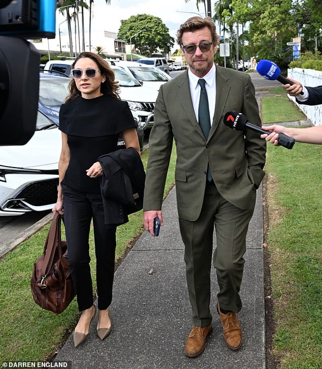 The 55-year-old Australian actor arrived at Mullumbimby Local Court looking dapper in a smart sage green suit which he teamed with a smart white shirt and darker green tie.