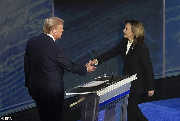 It was the first handshake in a presidential debate since 2016.