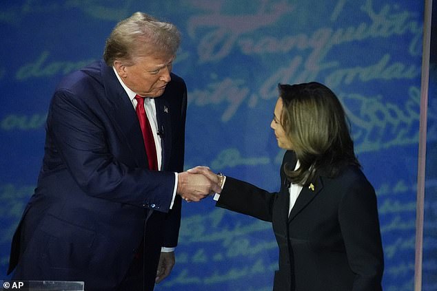 Harris addressed Trump directly as they took the stage. 