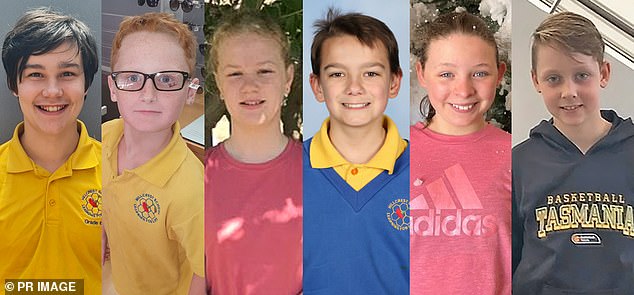 From left to right: Zane Mellor, Peter Dodt, Addison Stewart, Jye Sheehan and Jalailah Jayne-Marie Jones died on December 15, 2021 when a bouncy castle rose 10 metres into the air and three days later Chace Harrison (right) succumbed to his injuries.