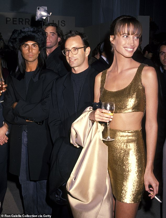 Photographer Steven Meisel, director Herb Ritts and supermodel Christy Turlington attend the Seventh on Sale charity event in New York in 1990.