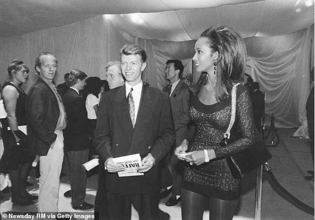 David Bowie and supermodel Iman arrive at the 7th Annual On Sale AIDS Benefit at the Lexington Avenue Armory in Manhattan