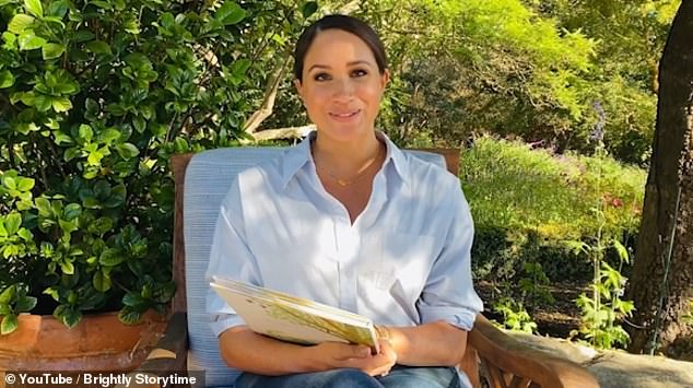 Pictured: Meghan Markle reading her children's book The Bench, which is being sold at the new Godmothers bookstore