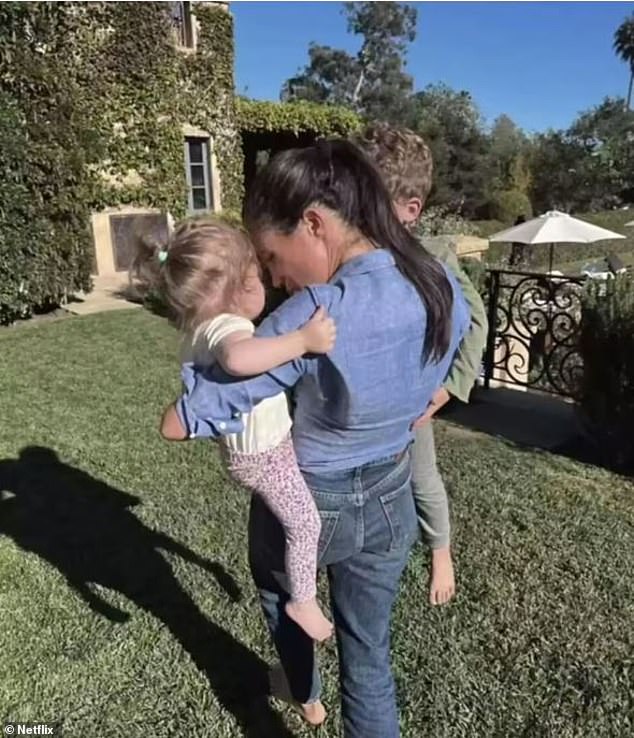 Meghan Markle pictured with her son Archie and daughter Lilibet at their home in Montecito, California