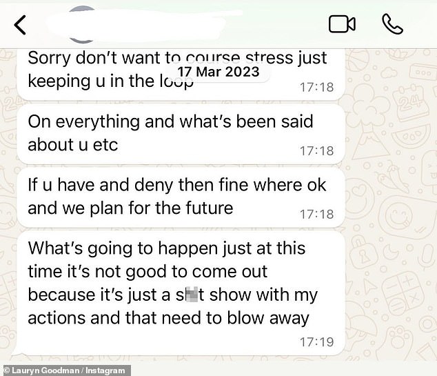 Last week she shared screenshots of WhatsApp messages she claims are from Kyle, appearing to show she wanted to keep her daughter's paternity a secret.