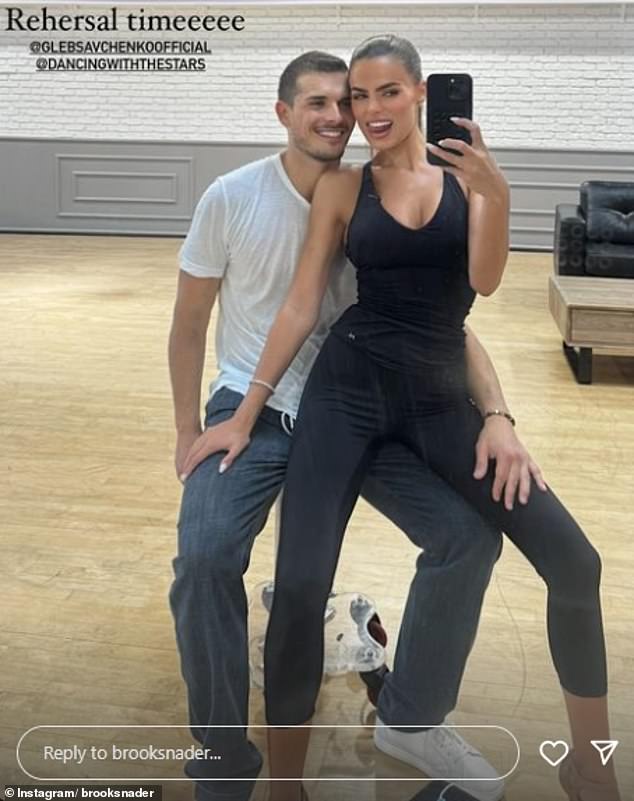 Meanwhile, Brooks and her DWTS partner Gleb Savchenko, 40, have been fanning the flames by spending time together in New York City and posting suggestive videos on social media.