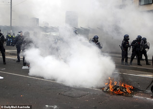 Clarendon Street became a war zone on Wednesday as protests erupted