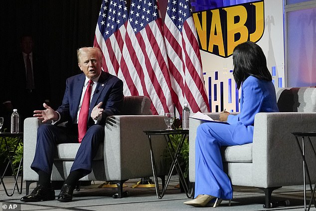 Donald Trump was interviewed by a panel at the National Association of Black Journalists convention in Chicago on July 31, where he attacked the vice president's racial identity, claiming that she 