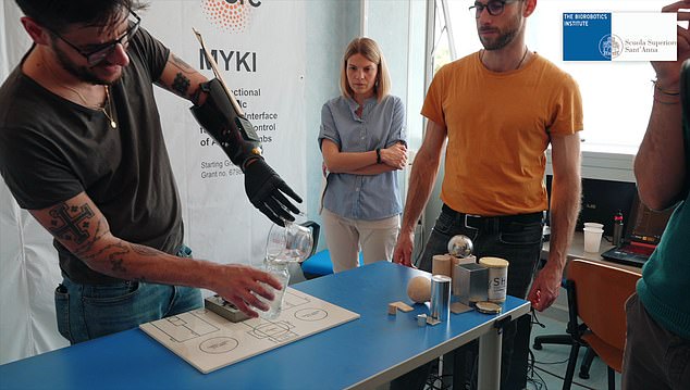 A research team from Pisa, Italy, at the BioRobotics Institute developed a robotic hand that can decode brain signals in motion using tiny magnets implanted in the muscles of the forearm.