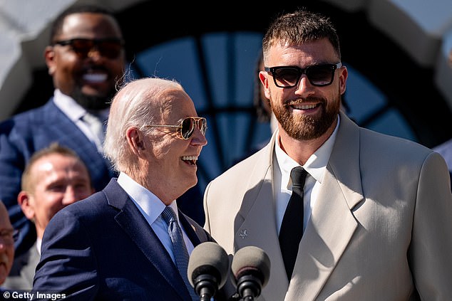 Kelce met Joe Biden while visiting the White House with his Kansas City teammates in May.