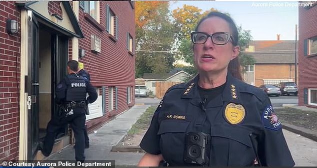 On a visit to the apartments where the gunmen were filmed, interim Aurora Police Chief Heather Morris said the gang members had not taken control and were not collecting rent.