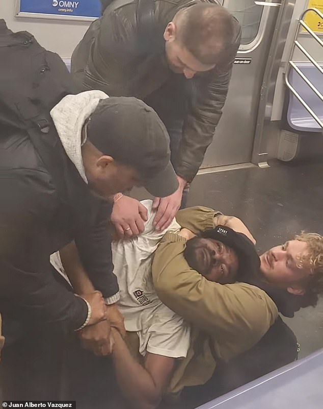 Penny held Neely in a chokehold on the floor of the subway car while others assisted her on May 1, 2023.