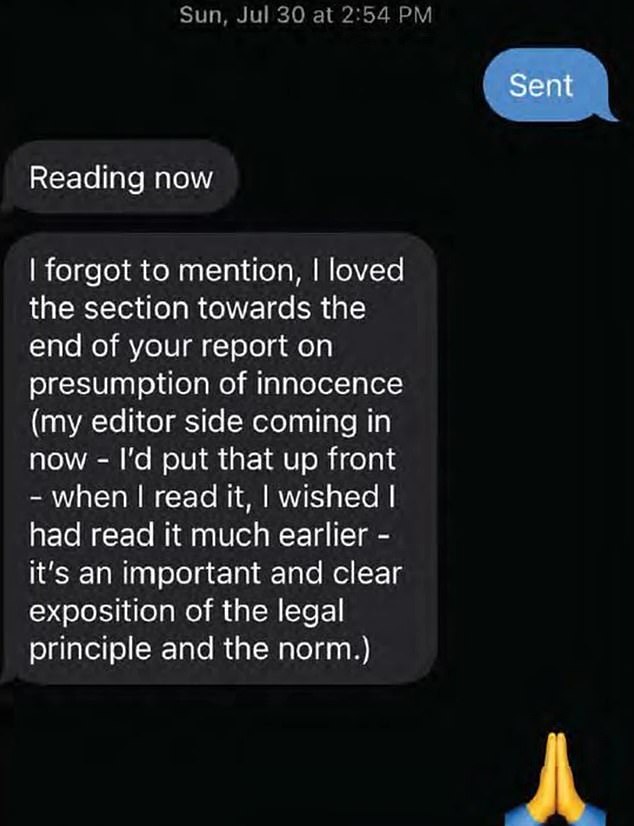 In the image: Texts between Janet Albrechtsen and Walter Sofronoff