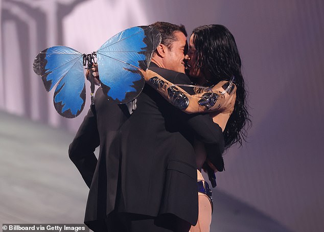 The 39-year-old singer was honored with the MTV Video Vanguard Award by her fiancé for her 