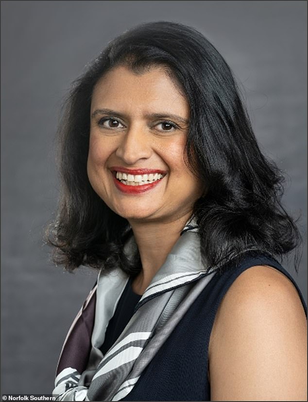 Norfolk Southern General Counsel Nabanita Nag (pictured) was also fired from her roles as executive vice president of corporate affairs, general counsel and corporate secretary.