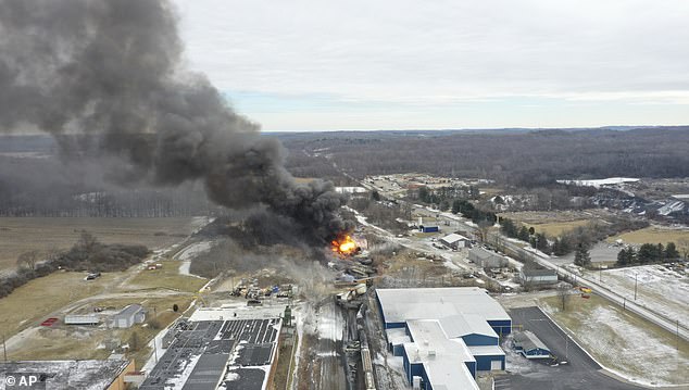 Around 50 cars, including 10 carrying hazardous materials, derailed in an incendiary crash in East Palestine at around 9 p.m. on Friday, February 3, 2023.