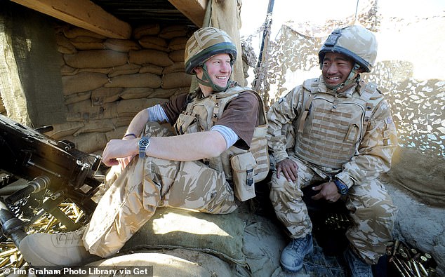 After returning home from his second tour of duty in Afghanistan, Harry created the Invictus Games (pictured: Harry talks to a Gurkha in Helmand in 2008)